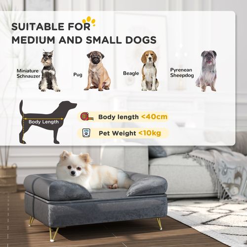 PawHut Dog Sofa Pet Couch w/ Removable Backrest Cushion Washable Cover - Grey