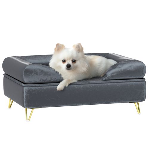 PawHut Dog Sofa Pet Couch w/ Removable Backrest Cushion Washable Cover - Grey