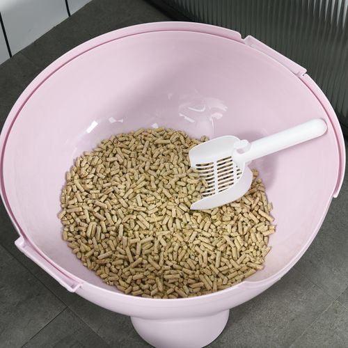 PawHut Large Cat Litter Box with Scoop, Front Entrance, 53 x 51 x 48cm - Pink