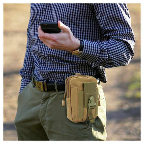 Flo Universal Outdoor Pouch Utility Gadget Waist Bag with Cell Phone Holster[Buy 1 - Khaki]