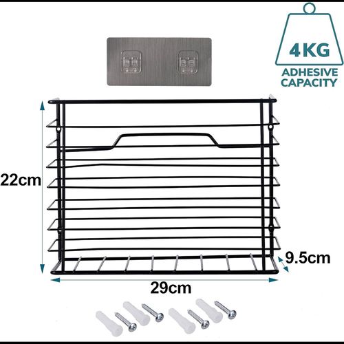 Wall Mounted Kitchen Storage Basket in Black Powder Coating