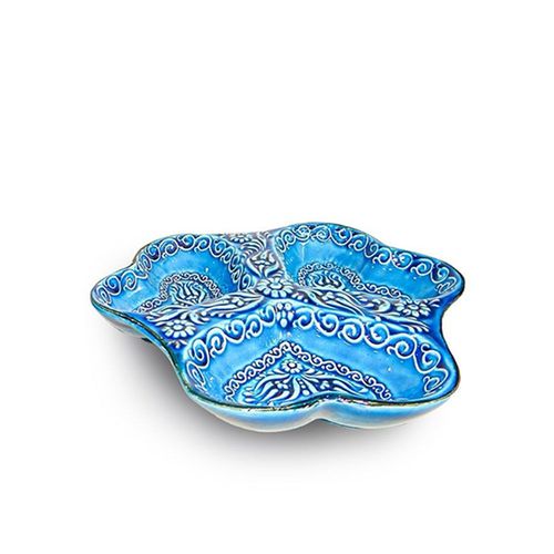 3-in-1 Snack and Dip Bowl for Divided Servings, Blue, Heart Shaped