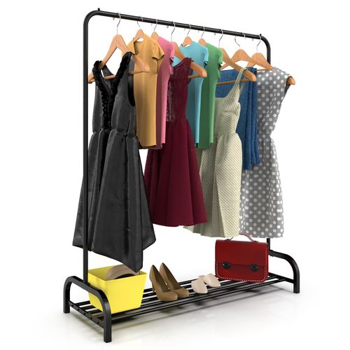 VINSANI BLACK CLOTHES RAIL AND SHOE RACK 0009555 x 2