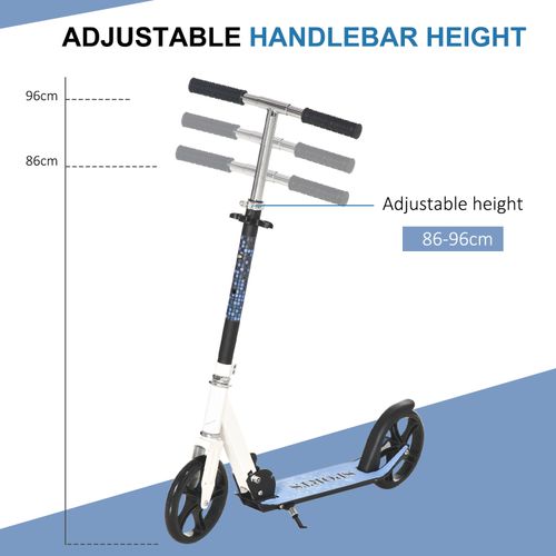 HOMCOM Kick Scooter Commuter Adjustable Height Wheels Foldable Aluminium White