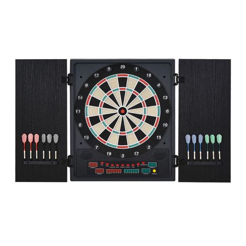 Electronic Dartboard with LED Digital Score Board 27Games Storage Cabinet