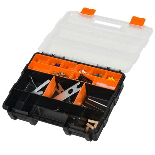 PP 4-Pack Size Variety Tool & Hardware Storage Boxes Black/Orange