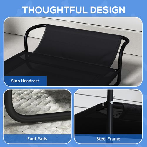 PawHut Raised Dog Bed w/ Slope Headrest, for Small Dogs, 80 x 59 x 26cm