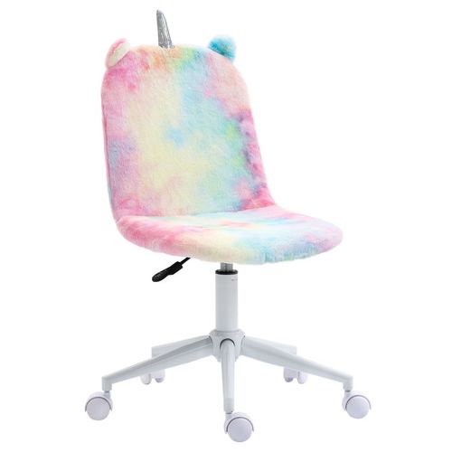 Vinsetto Fluffy Unicorn Office Chair w/ Swivel Wheel, Cute Desk Chair, Rainbow