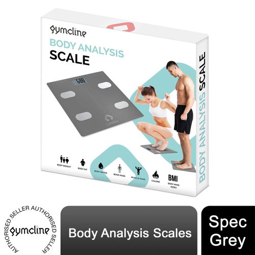 Gymcline Body Analysis Scale w/ BMI Report & Calorie Intake Guide, Space Grey