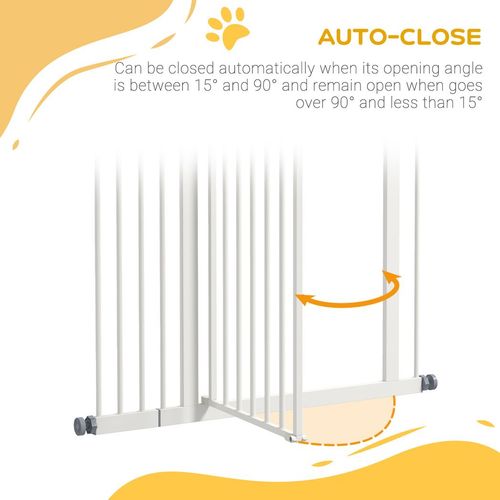 PawHut 74-94cm Adjustable Metal Pet Gate Safety Barrier w/ Auto-Close Door White