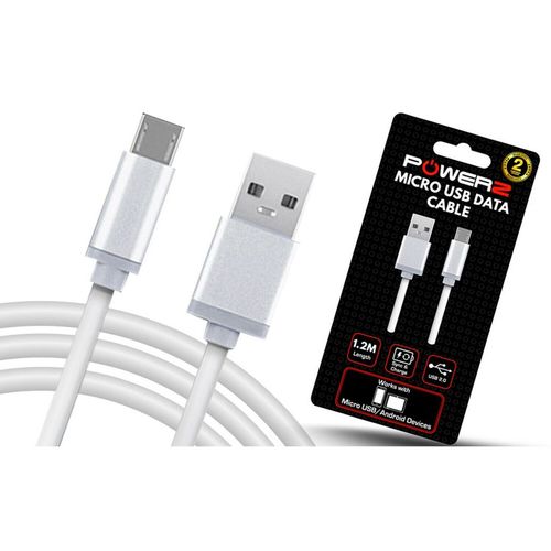 Powerz USB Data Charger Cable for Micro USB 1.2m - White