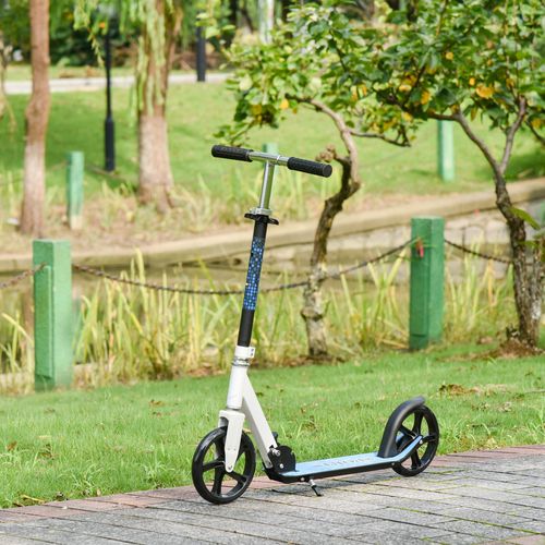 HOMCOM Kick Scooter Commuter Adjustable Height Wheels Foldable Aluminium White