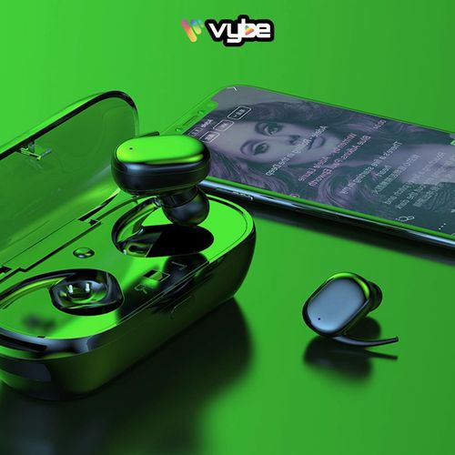 Vybe TWS Sports Earbuds with 3H Playback, Charging Case & LED Indicator - Black