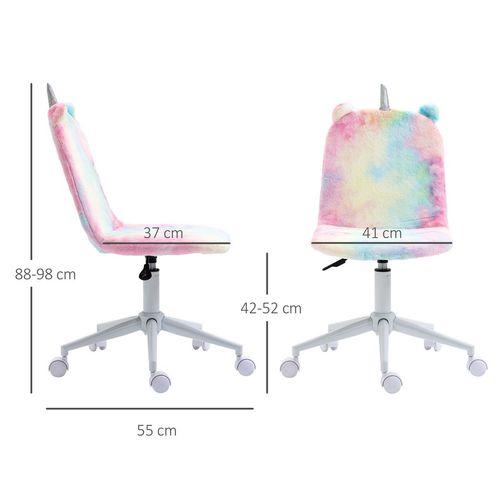 Vinsetto Fluffy Unicorn Office Chair w/ Swivel Wheel, Cute Desk Chair, Rainbow