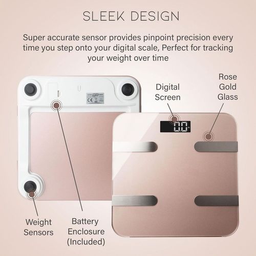 Aquarius 16 in 1 Health Bluetooth Smart Body Analysis Weighing Scale, Rose Gold