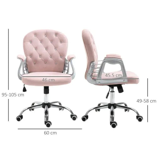 Office Chair Luxury Velour Diamond Tufted Padded Ergonomic 360� Swivel Pink