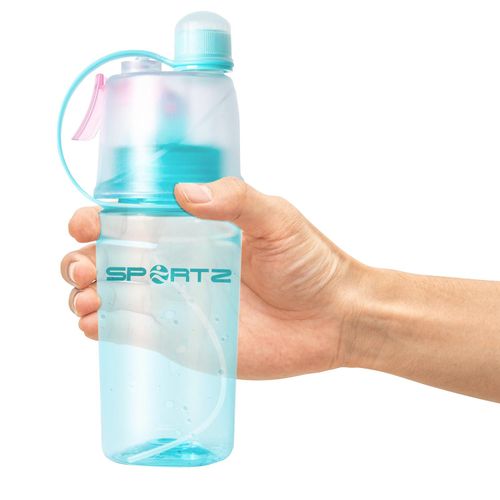 Aquarius Leak Proof Sports Water Bottle with Spray Function and Carry Strap, BPA Free - 400ml (Blue)