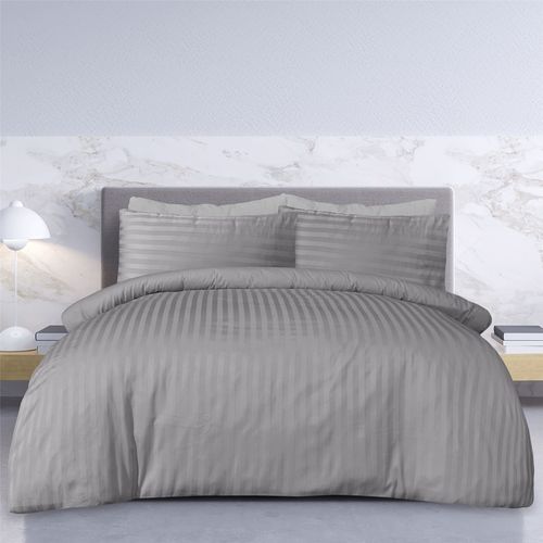 SATEEN STRIPE GREY DUVET SET SB