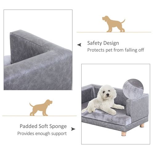 Dog Sofa Bed Kitten Couch Lounge for Small-Sized Dogs, Soft Padded - Grey