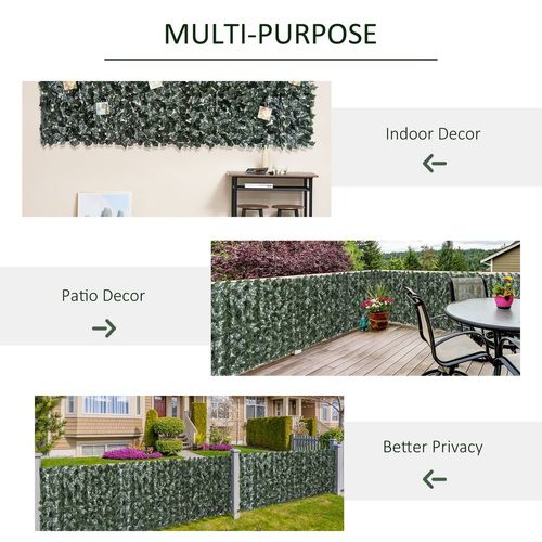 Outsunny Artificial Leaf Hedge Panel Garden Fence Privacy Screen 1.5m x 3m