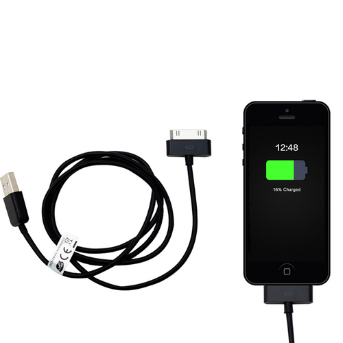 Hipstreet Charge and Sync 30-Pin USB Charging Cable Extra Long, Black - 1m