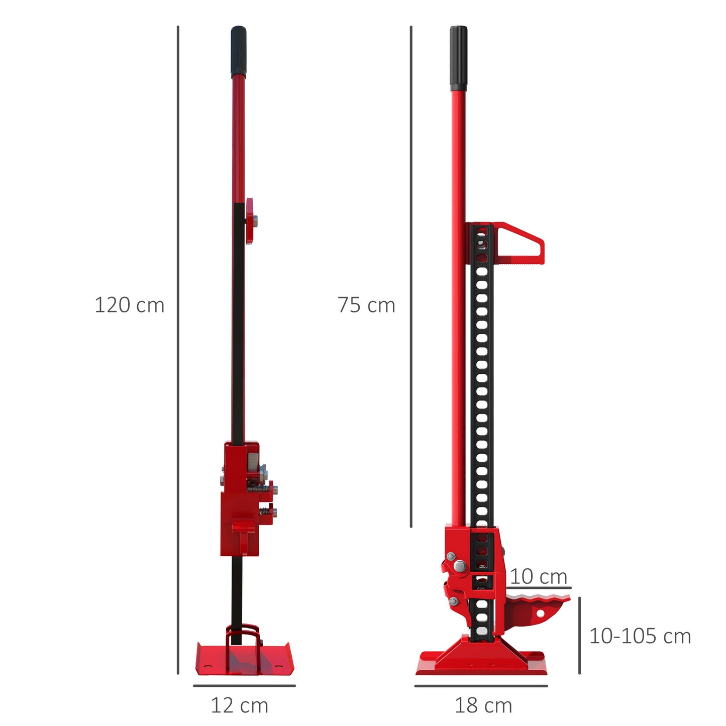 HOMCOM 3 Tonne Farm Jack, 48" High Lift Jack for 4x4 Tractors Trucks Agricultural Lifting in Red-1