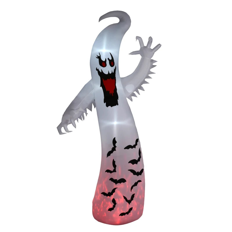 Outsunny 11.8FT Tall Halloween Inflatable Spooky Ghost, Blow Up Outdoor Halloween Decoration with Build-in LEDs and Rotating Light for Garden, Lawn, Party-0