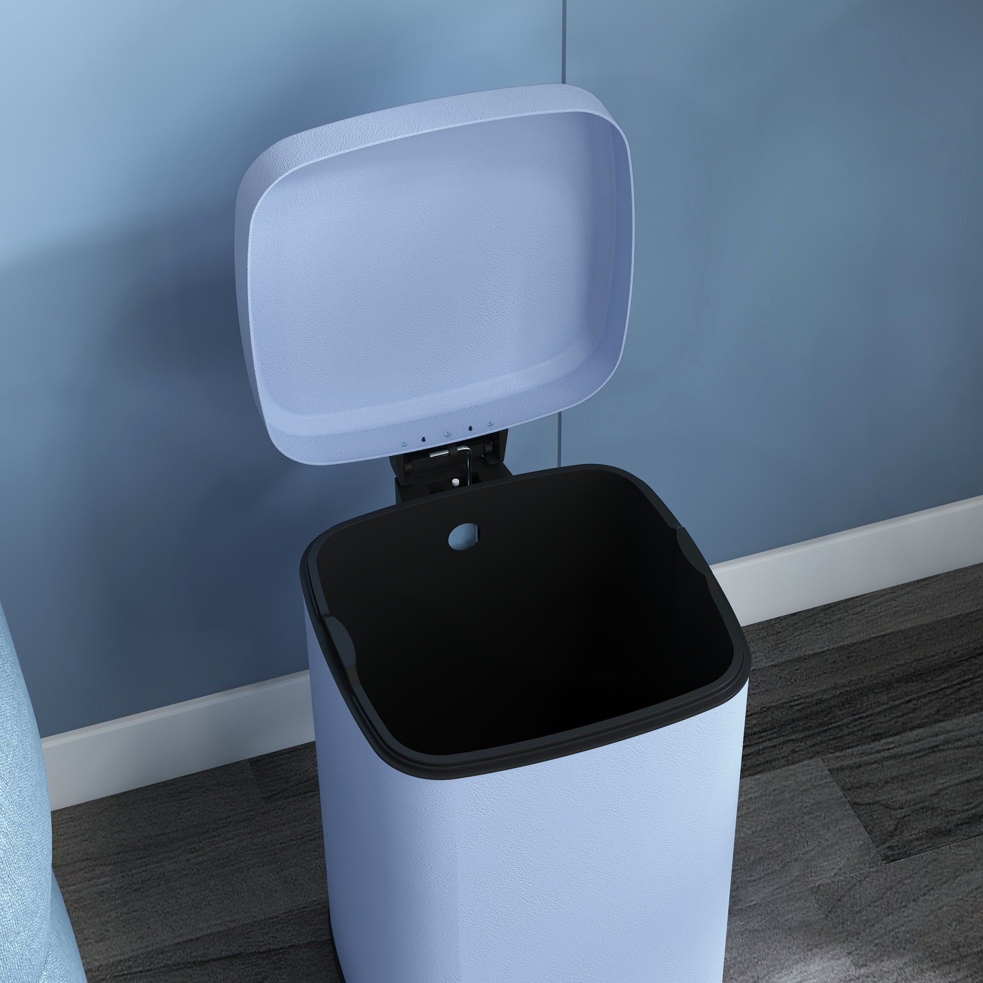 20 Litre Pedal Kitchen Bin, Fingerprint Proof Metal Rubbish Bin with Soft-close Lid, Foot Pedal and Removable Inner Bucket, Light Blue - by HOMCOM-7